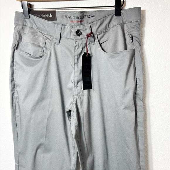 HUDSON & BARROW PERFORMANCE FLEX STRETCH TECHNOLOGY GREY SLIM PANTS 32X30 NEW - Picture 3 of 6